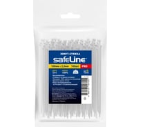 Хомут-стяжка кабельная нейлоновая Safeline 2,5x100-W-100, белая, 100 шт. 24830