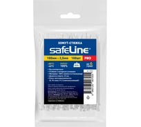 Хомут-стяжка кабельная нейлоновая Safeline, 100 мм х 2,5 мм, 100 шт., белый, 24830