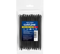 Хомут-стяжка кабельная нейлоновая Safeline 2,5x160-В-100, черная, 100 шт. 24845