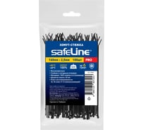 Хомут-стяжка кабельная нейлоновая Safeline, 160 мм х 2,5 мм, 100 шт., черный, 24845