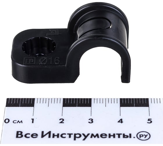 Пластиковая односторонняя крепеж-скоба для прямого монтажа Промрукав черная, в п/э, д 16, 50 шт PR13.0372