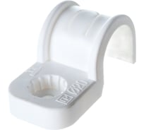 Пластиковая односторонняя крепеж-скоба для прямого монтажа Промрукав белая, в п/э, д 20, 50 шт PR13.0377
