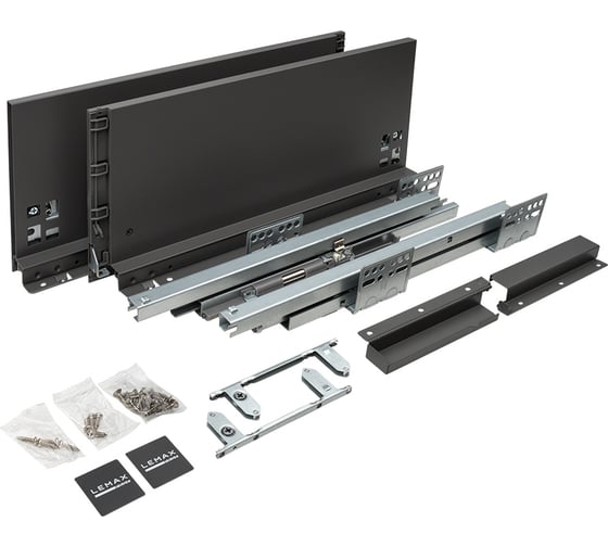 Комплект системы выдвижения Lemax PROF Lembox, H=167, L=400 мм, серый Lembox-167-400-GR-S