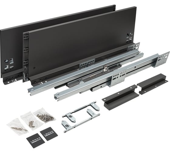 Комплект системы выдвижения Lemax PROF Lembox, H=167, L=500 мм, серый Lembox-167-500-GR-S