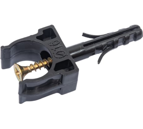 Крепеж-клипса с дюбелем и саморезом Промрукав черная, д16, 10 шт PR13.0311