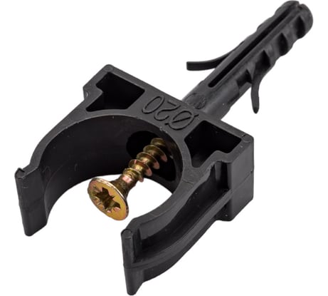 Крепеж-клипса Промрукав с дюбелем и саморезом черная д20 в малой упаковке 10 шт PR13.0312