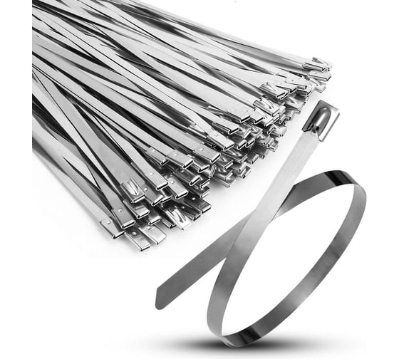 Хомут кабельный TOKOV ELECTRIC 7.9x400 мм, сталь AISI 316, уп. 100 шт. TKE-HM316-7.9-400-N/100