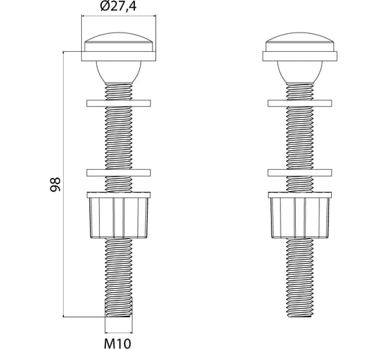 Комплект крепления бачка к унитазу IDDIS 2 шт., M10x98 907M10982SK