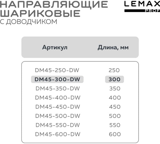 Комплект шариковых направляющих Lemax PROF 4хDM45-300-DW SET4(DM45-300-DW)