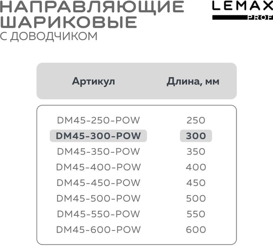 Комплект шариковых направляющих Lemax PROF 2хDM45-300-POW SET2(DM45-300-POW)