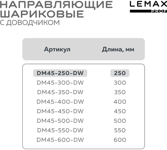 Комплект шариковых направляющих Lemax PROF 4хDM45-250-DW SET4(DM45-250-DW)