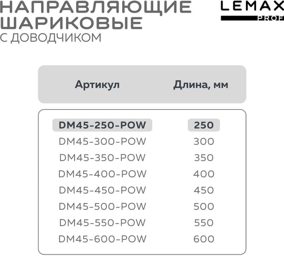 Комплект шариковых направляющих Lemax PROF 4хDM45-250-POW SET4(DM45-250-POW)