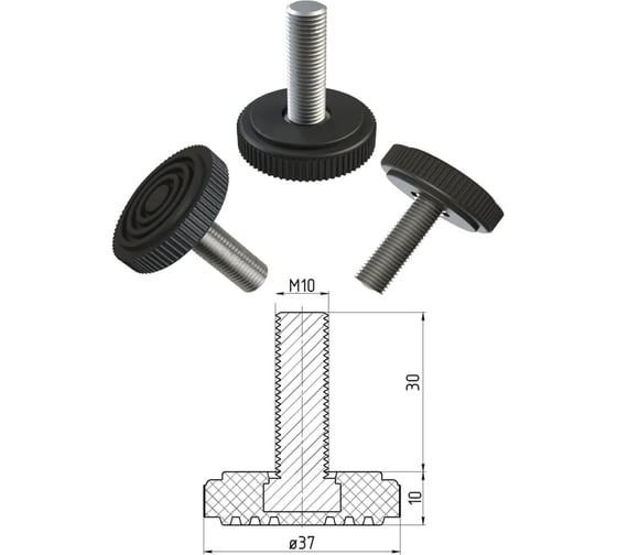 Ножка для стола Parallax 775 40x40 (1 шт.) металличесая регулируемая черная Лофт 1lb4040077-ОР