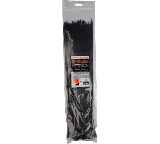Кабельная стяжка Jazzway PCT 4,8x400-100BL PA6.6, уп. 100 шт. 5054691 1