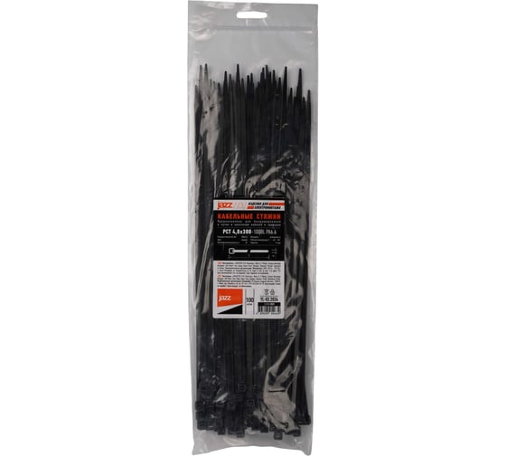 Кабельная стяжка Jazzway PCT 4,8x300-100BL PA6.6, уп. 100 шт. 5054639 1