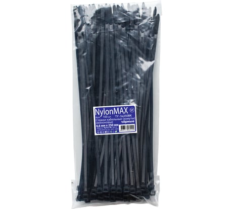 Кабельная стяжка (хомут) Nylon Max нейлоновая, 4.6х250, черный, 100 шт. 4603777989200 TY-5X250Bk