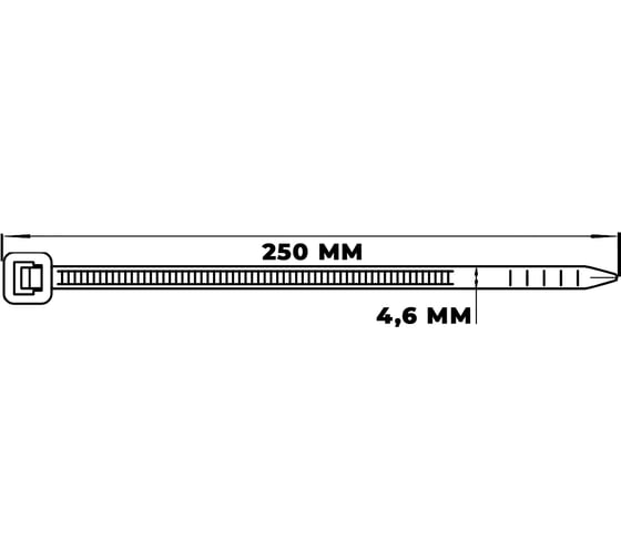 Кабельная стяжка (хомут) Nylon Max нейлоновая, 4.6х250, черный, 100 шт. 4603777989200 TY-5X250Bk