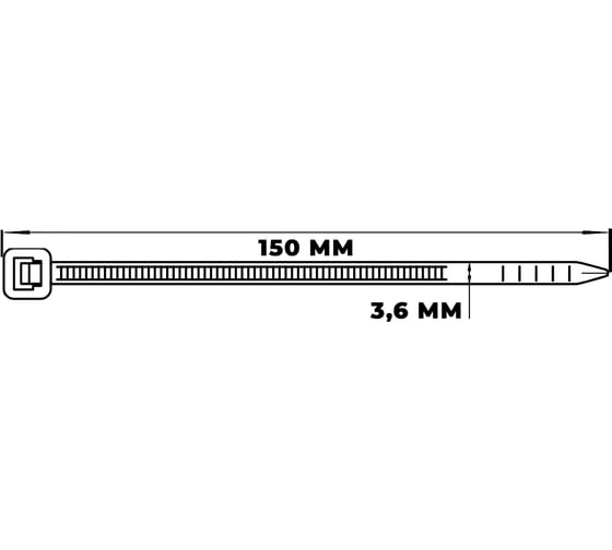 Кабельная стяжка (хомут) Nylon Max нейлоновая, 3.6х150, белый, 100 шт. TY-4X150Wh