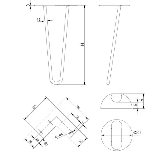 Опора GTV ARTO, 10x304 мм, цвет черный матовый + стопка в к-п nm-ARTO-10-2r304-20m