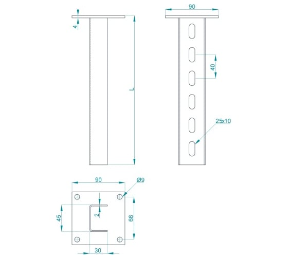 Стойка потолочная усиленная PRO-montag.ru SPTU 1000, профиль 45x30 (2,0) CM78054