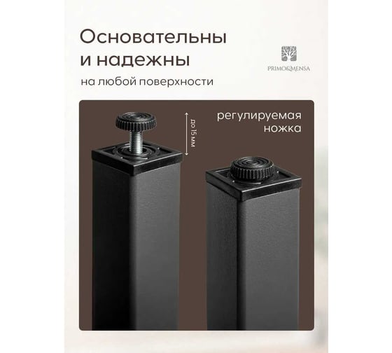 Ножка мебельная Primo&Mensa опора для стола, металл, 40x40 мм, высота 72 см, цвет темно-серый PM-N1.7022MPM