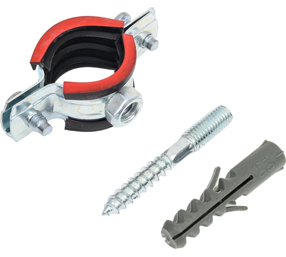 Трубный хомут в упаковке КРЕП-КОМП 3/4, М8, шпилька 8x60/гайка М8/дюбель 10х50 TR23-28PAK41пр