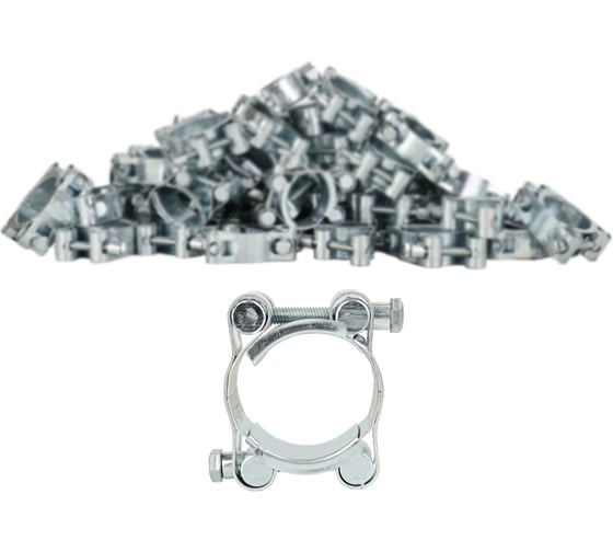 Хомут силовой двухболтовый Rusbelt 40-50 мм, W1, 50 шт. 00-00041381