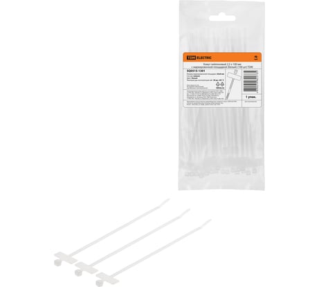 Хомут нейлоновый TDM ELECTRIC 2,5x100 мм, с маркировочной площадкой, белый, 100 шт. TDM SQ0515-1301