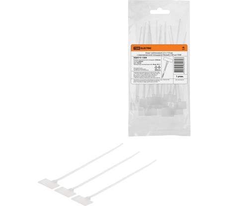Хомут нейлоновый TDM ELECTRIC 2,5x110 мм, с маркировочной площадкой, белый, 100 шт. TDM SQ0515-1304