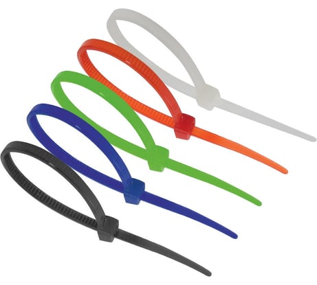 Цветные хомуты TDM ELECTRIC 2,5х150, набор 5 цветов черный, белый, красный, синий, зеленый, 25 штук SQ0515-0359