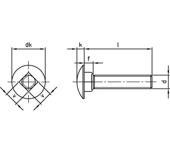 Болт мебельный Edelfix DIN 603 M10x120/120 мм, А2, нерж. с полукр. гол и квадр. подгол. 5 шт. 603210120/120 5