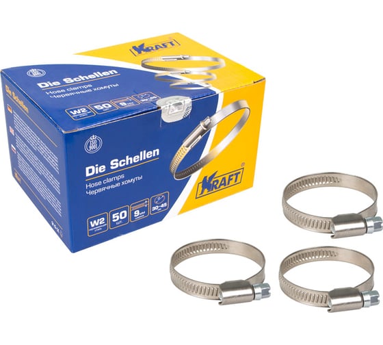 Хомут KRAFT 30-45 мм, нержавеющая сталь, уп. 50 шт. KT 880406