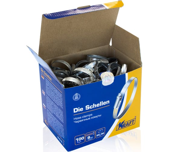 Червячный хомут KRAFT 25-40 мм, уп. 100 шт. KT 880205