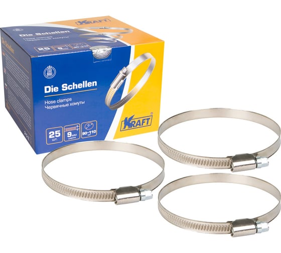 Червячный хомут KRAFT 90-110 мм, уп. 25 шт. KT 880213