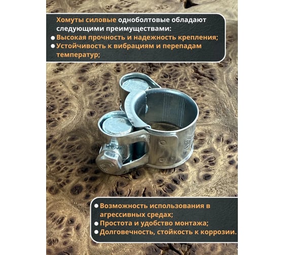 Хомут одноболтовый силовой 23 Болта металл, 23-25 мм, 5 шт. SIL23-25RB41-10ф5