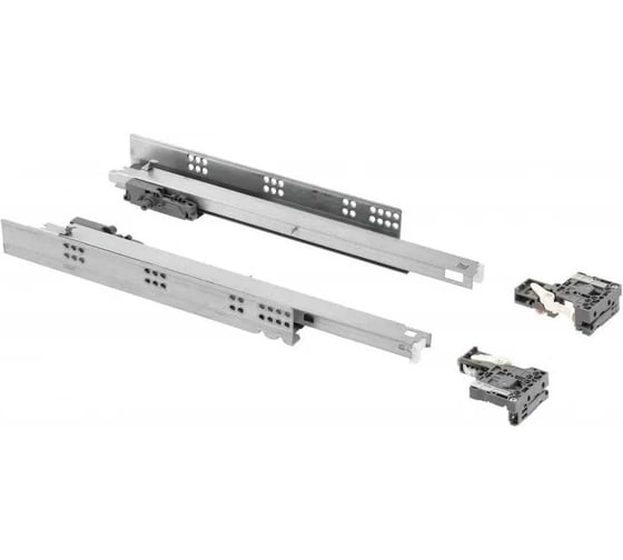 Направляющие скрытого монтажа GTV MODERN SLIDE PRO L-450, с регулировкой полного выдвижения, для деревянных ящиков, с выталкивателем PB-3D0FPO18-450-PRO