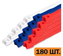 Стяжка-липучка Filum 150x11 мм, мягкая пряжка, 5 уп по 12 шт каждого цвета (белый, синий, красный), кабельный организатор FL-CMT-150-WBR-5