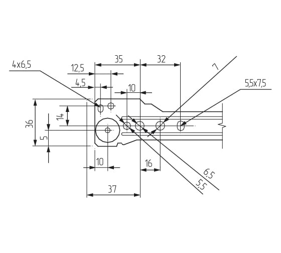 Роликовые направляющие MF RAL 9010, 400 мм, белые 3336v
