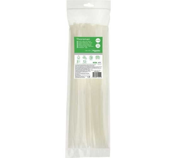 Кабельная стяжка Systeme Electric 370х4.8, белая, 100 шт. IMT46271