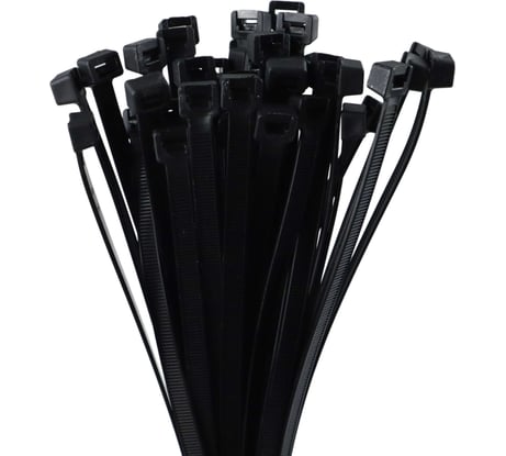 Особопрочные морозостойкие нейлоновые хомуты Wurth 4.8x380 мм (упак. 100 шт.) (пластмассовые кабельные стяжки чёрные) 1502161 092 100