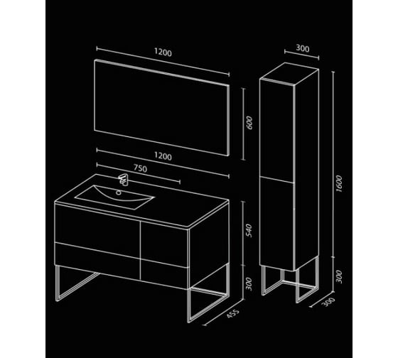 Рама на тумбу SANVIT Лира 120 черный rtl120bl