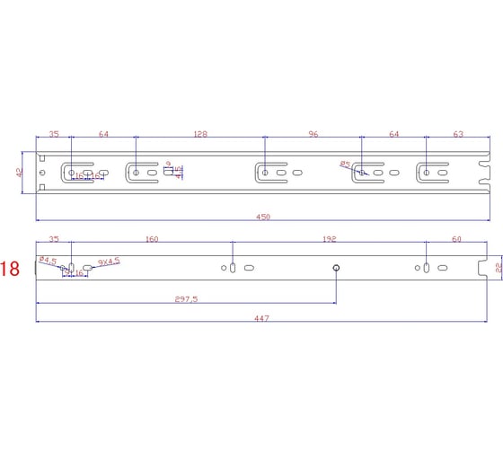 Направляющие шариковые замок.su п/в 42*450мм -15шт 0604.15 1