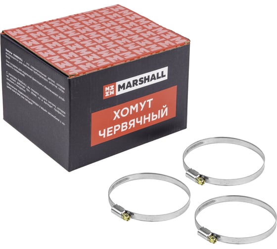Хомут червячный MARSHALL 80-100 мм (нержавеющая сталь; кратность - 25 шт) MR4213 1