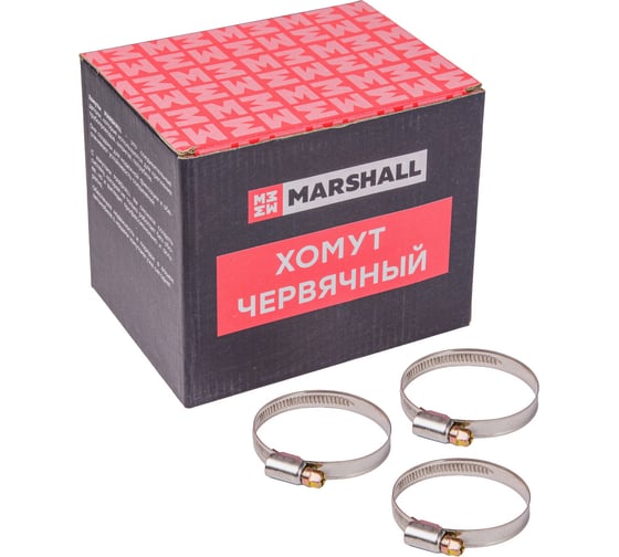 Хомут червячный MARSHALL 40-60 мм (нержавеющая сталь; кратность - 50 шт) MR4209 1