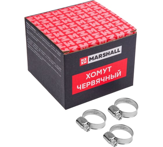 Хомут червячный MARSHALL 16-27 мм (оцинкованная сталь; кратность - 100 шт) MR4104 1