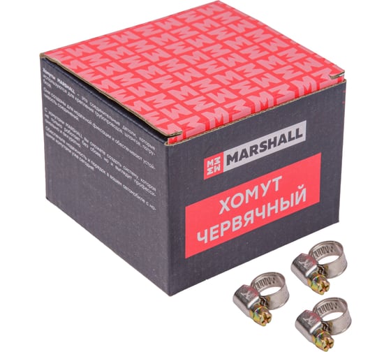 Хомут червячный MARSHALL 8-12 мм (нержавеющая сталь; кратность - 100 шт) MR4201 1