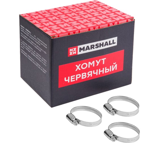 Хомут червячный MARSHALL 32-50 мм (оцинкованная сталь; кратность - 50 шт) MR4108 1
