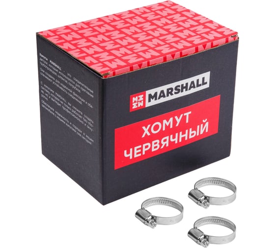 Хомут червячный MARSHALL 25-40 мм (оцинкованная сталь; кратность - 100 шт) MR4106 1