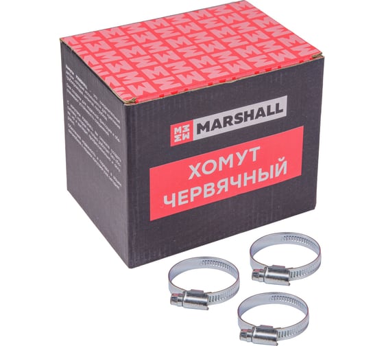 Хомут червячный MARSHALL 30-45 мм (оцинкованная сталь; кратность - 50 шт) MR4107 1