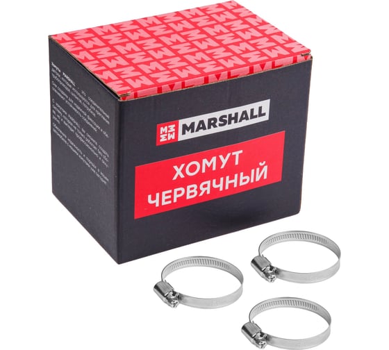 Хомут червячный MARSHALL 40-60 мм (оцинкованная сталь; кратность - 50 шт) MR4109 1